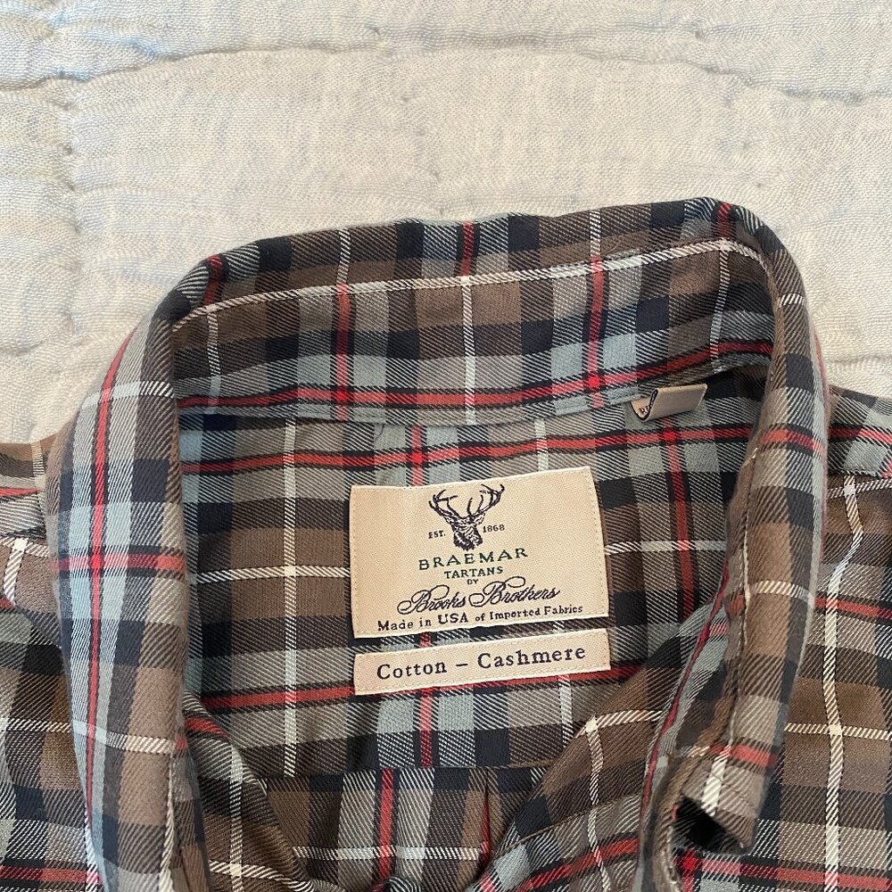 Braemar Tartans Brooks Brothers Cotton Cashmere Shirt Mens Regent Fit USA L - Picture 2 of 2
